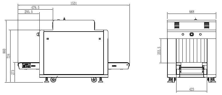 4233A超小型桌面安检机外型尺寸
